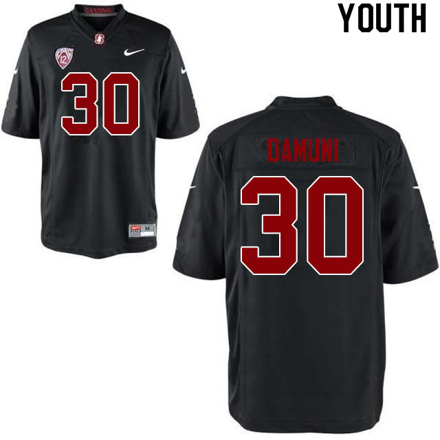 Youth #30 Levani Damuni Stanford Cardinal College Football Jerseys Sale-Black
